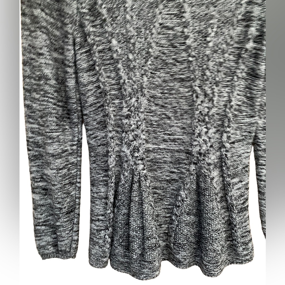 Cupio Black White Heathered Knit Sweater Peplum Flare Ruffle Bottom Size M-L